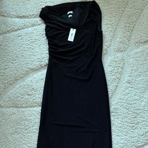 Babaton One Shoulder Black Dress